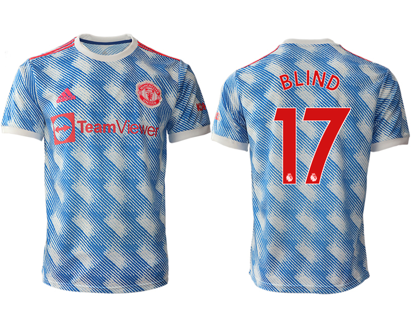 Cheap Men 2021-2022 Club Manchester United away aaa version blue 17 Soccer Jersey